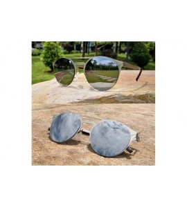 Round Sunglasses Double Gradient Glasses Protection - Sliver - C918SX7HSZ4 $18.26