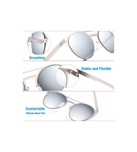 Round Sunglasses Double Gradient Glasses Protection - Sliver - C918SX7HSZ4 $18.26