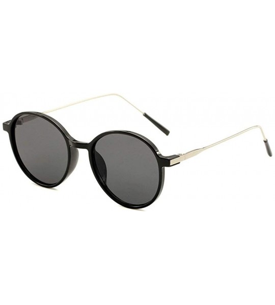 Round Ladies Personality Round Sunglasses Brand Designer Retro Small Frame Oval Men Goggle - Black - CK18WUNQN3Q $23.33