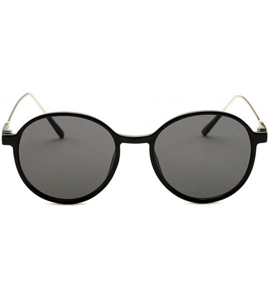 Round Ladies Personality Round Sunglasses Brand Designer Retro Small Frame Oval Men Goggle - Black - CK18WUNQN3Q $23.33