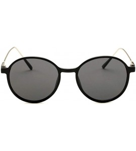 Round Ladies Personality Round Sunglasses Brand Designer Retro Small Frame Oval Men Goggle - Black - CK18WUNQN3Q $23.33