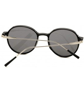 Round Ladies Personality Round Sunglasses Brand Designer Retro Small Frame Oval Men Goggle - Black - CK18WUNQN3Q $23.33