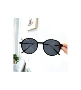 Round Ladies Personality Round Sunglasses Brand Designer Retro Small Frame Oval Men Goggle - Black - CK18WUNQN3Q $23.33