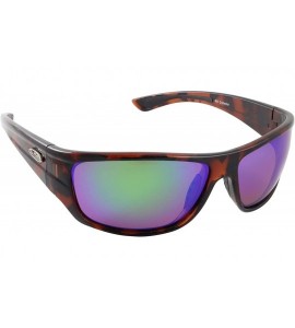 Wrap Bill Collector Polarized Sunglasses- Tortoise Frame- Green Mirror Lens - CI12891V5D9 $47.79