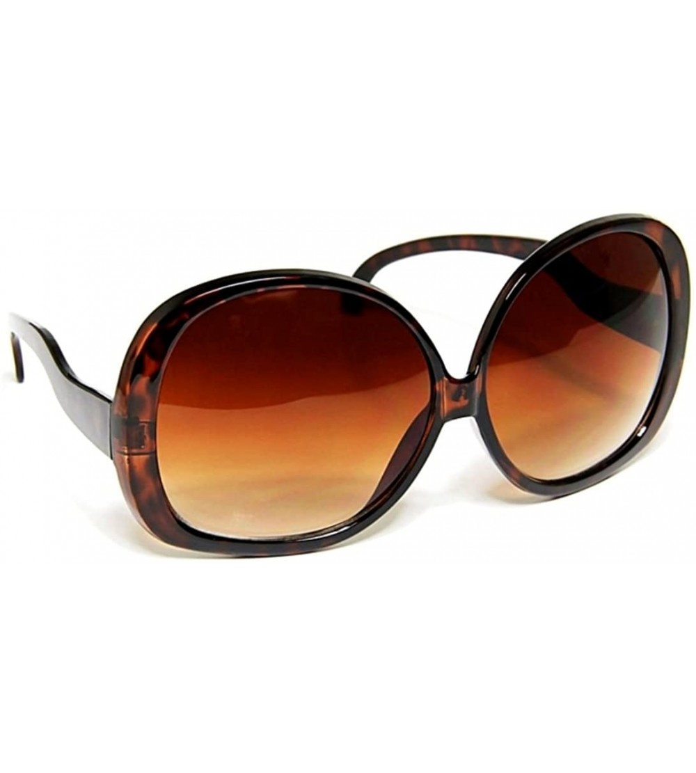 Round Brown Gradient Oversize Sunglasses for Women - Tortoise - Size X-Large - CJ11FFH3P4D $18.49