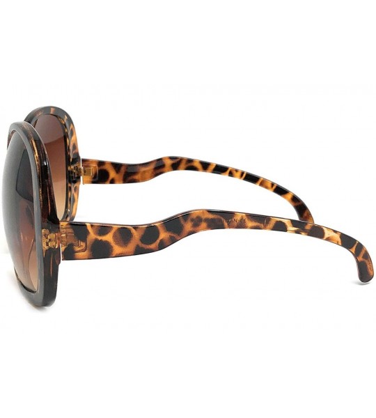 Round Brown Gradient Oversize Sunglasses for Women - Tortoise - Size X-Large - CJ11FFH3P4D $18.49