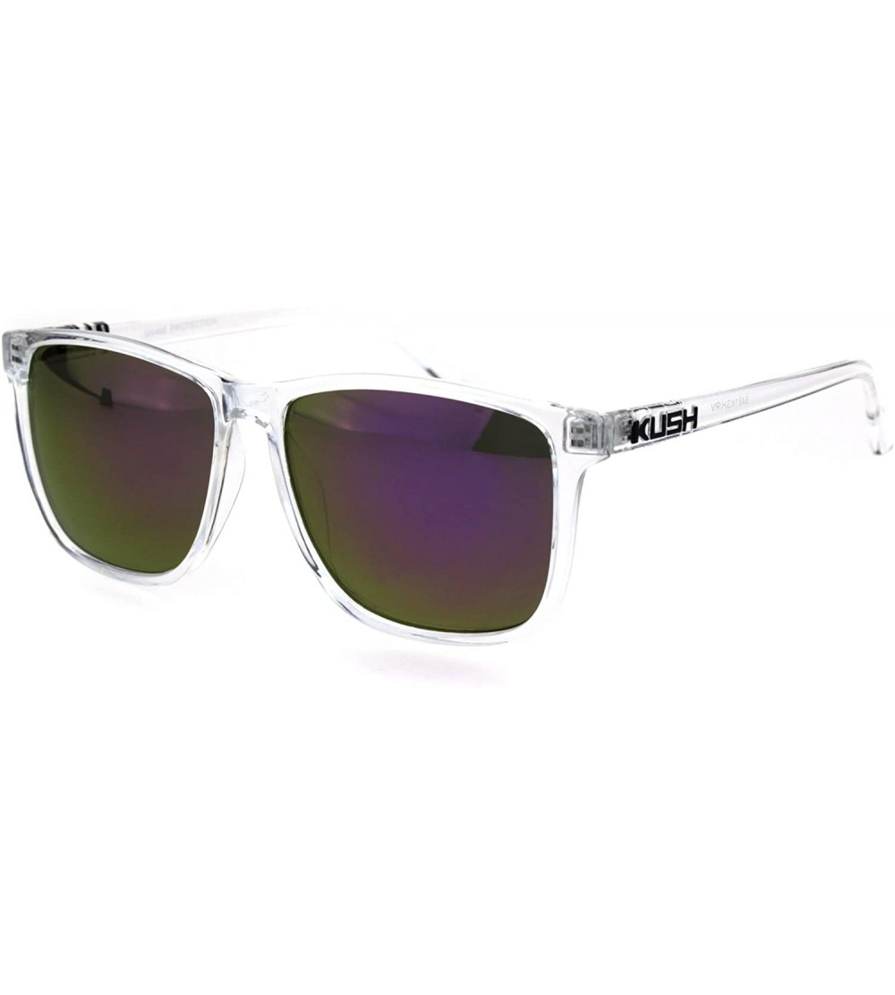 Sport Kush Mens Color Mirrored Lens Clear Frame Rectangular Sport Sunglasses - Purple - CX18GTUAHY4 $18.97