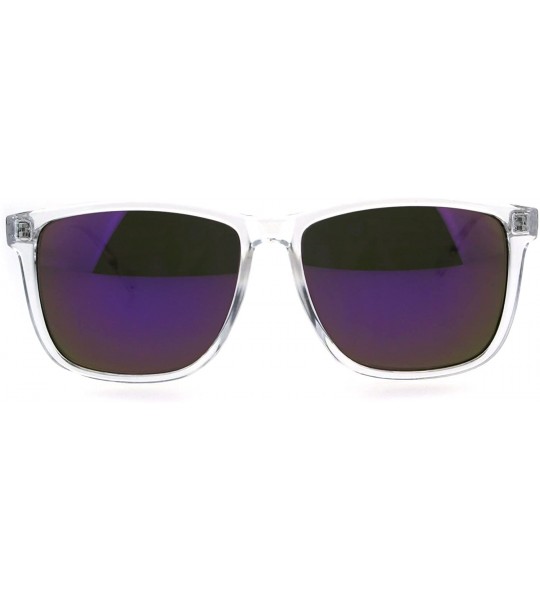 Sport Kush Mens Color Mirrored Lens Clear Frame Rectangular Sport Sunglasses - Purple - CX18GTUAHY4 $18.97