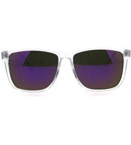 Sport Kush Mens Color Mirrored Lens Clear Frame Rectangular Sport Sunglasses - Purple - CX18GTUAHY4 $18.97