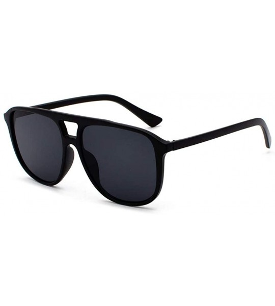 Square Mirrored Lens UV400 Square Oversized Sunglasses for Women Men Flat Top Fashion Shades Eyewear - Black - C318UD84U42 $1...