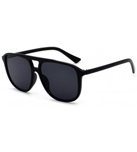 Square Mirrored Lens UV400 Square Oversized Sunglasses for Women Men Flat Top Fashion Shades Eyewear - Black - C318UD84U42 $1...