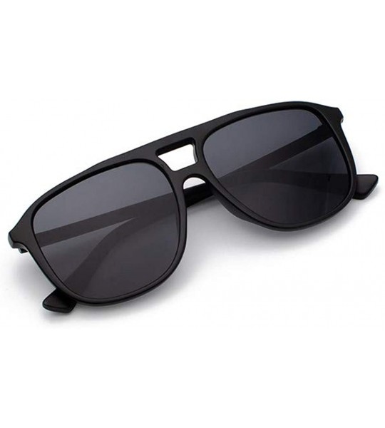 Square Mirrored Lens UV400 Square Oversized Sunglasses for Women Men Flat Top Fashion Shades Eyewear - Black - C318UD84U42 $1...