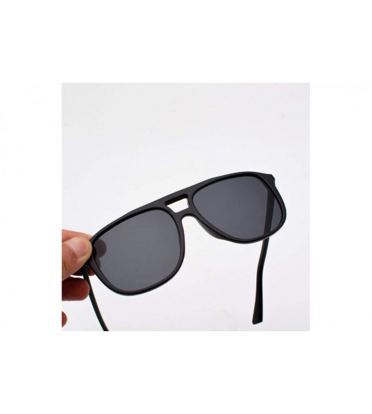 Square Mirrored Lens UV400 Square Oversized Sunglasses for Women Men Flat Top Fashion Shades Eyewear - Black - C318UD84U42 $1...