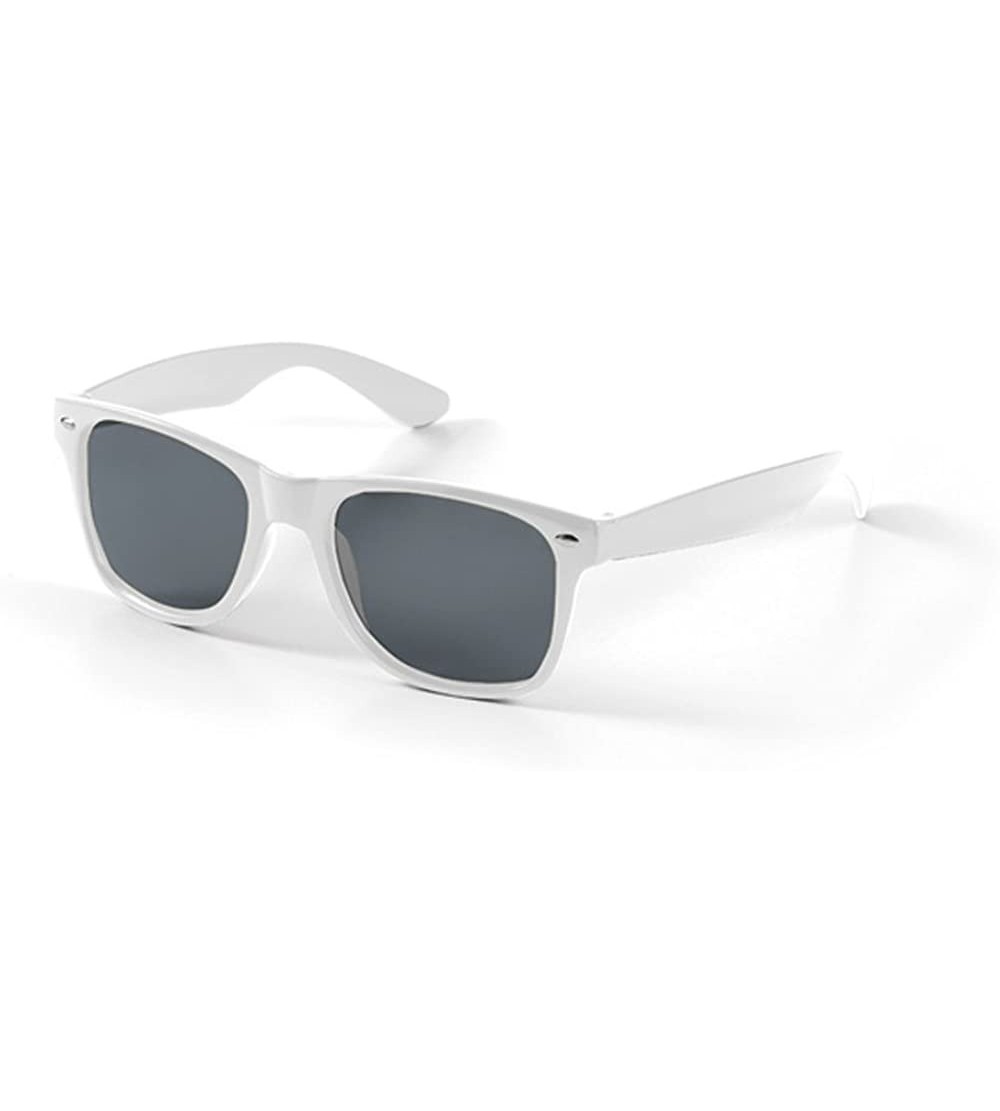 Sport Wayfarer Style Sunglasses - Sun Protection UV400 Unisex Classic Geek Nerd Retro - White - C011ETQSYA5 $28.86