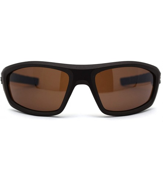 Sport Metallic Plastic Classic 90s Warp Mirror Lens Sunglasses - All Brown - CC197E2E7Y2 $23.28