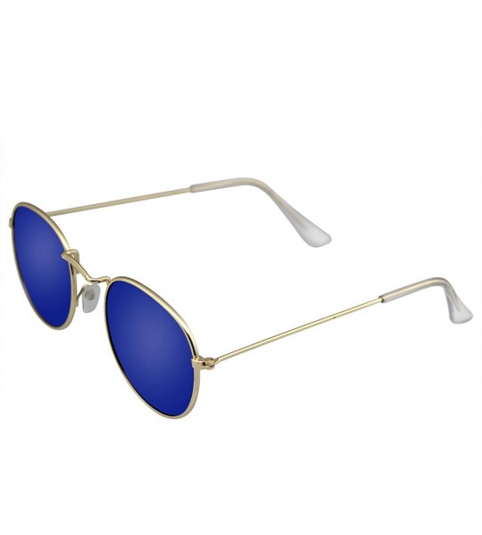 Rimless New Fashion Men Women's Round Sunglasses Vintage Retro Mirror Glasses - Blue - C118TR0ZE4I $17.85