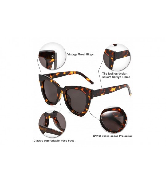 Cat Eye Retro Cat Eye Sunglasses Women Men Vintage Square Cateye UV400 Sunglasses B2586 - Leopard - CO199L5ND9C $23.52