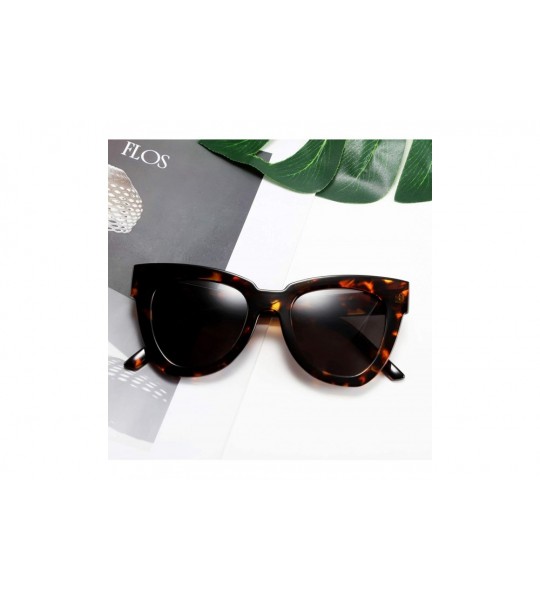 Cat Eye Retro Cat Eye Sunglasses Women Men Vintage Square Cateye UV400 Sunglasses B2586 - Leopard - CO199L5ND9C $23.52