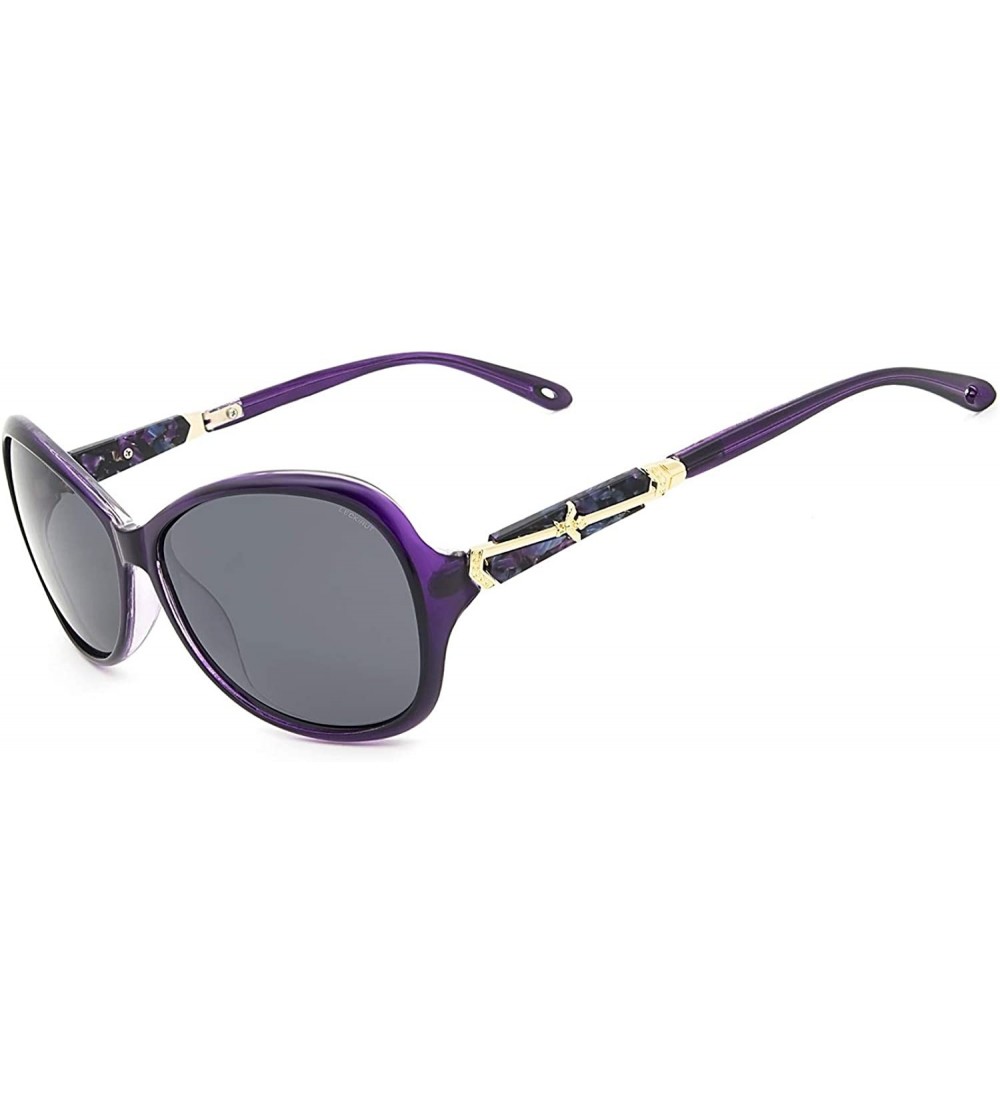 Goggle Oversized Polarized Sunglasses for Women Classic Fashion Style Sun Glasses - Purple Frame Gray Lens - C018SC5HEZL $26.04