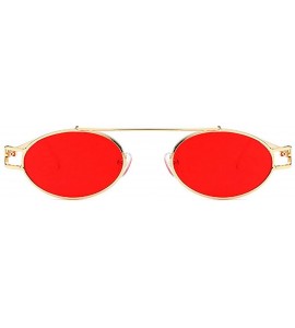 Oval 2019 Fashion Small Oval Metal Frame Chic Clear Candy Color Lens Female Hip Hop Punk Sunglasses - Red - CA18QOMTCC6 $23.11