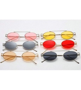 Oval 2019 Fashion Small Oval Metal Frame Chic Clear Candy Color Lens Female Hip Hop Punk Sunglasses - Red - CA18QOMTCC6 $23.11