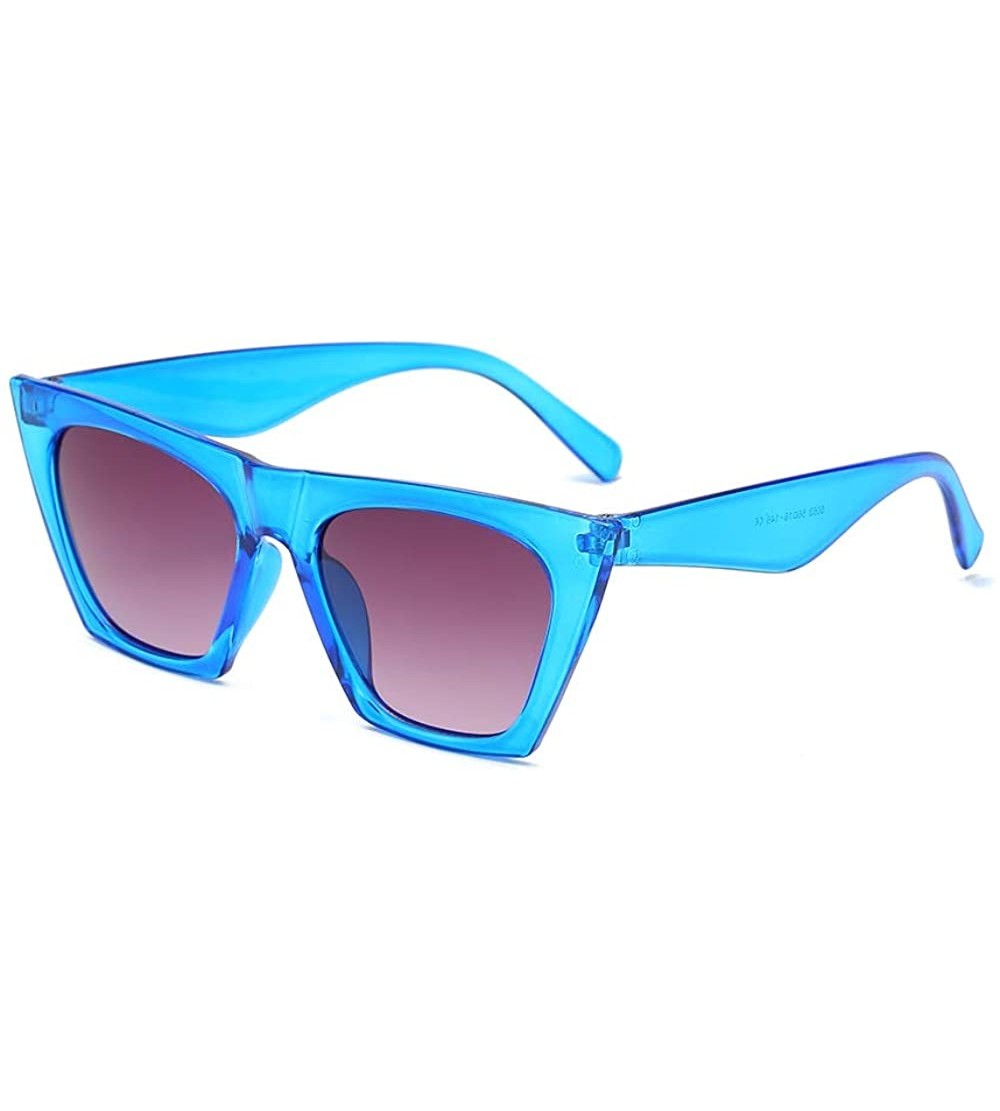 Oversized Women Vintage Square Sunglasses Oversized Eyewear Retro Summer Sun Shades UV400 Protection - Blue - CB199DTWRT7 $21.23