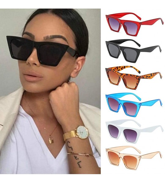 Oversized Women Vintage Square Sunglasses Oversized Eyewear Retro Summer Sun Shades UV400 Protection - Blue - CB199DTWRT7 $21.23