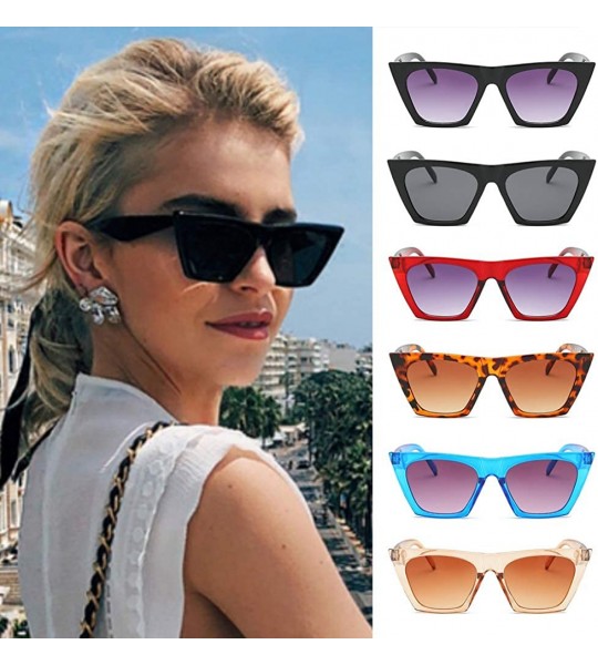 Oversized Women Vintage Square Sunglasses Oversized Eyewear Retro Summer Sun Shades UV400 Protection - Blue - CB199DTWRT7 $21.23