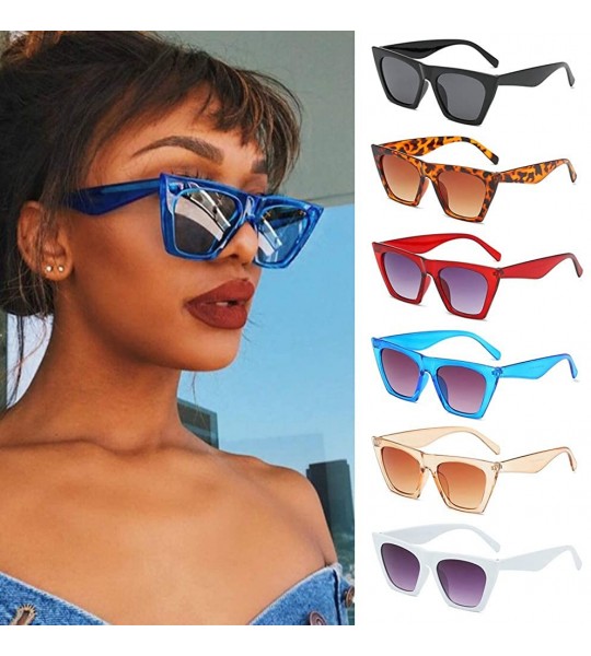 Oversized Women Vintage Square Sunglasses Oversized Eyewear Retro Summer Sun Shades UV400 Protection - Blue - CB199DTWRT7 $21.23