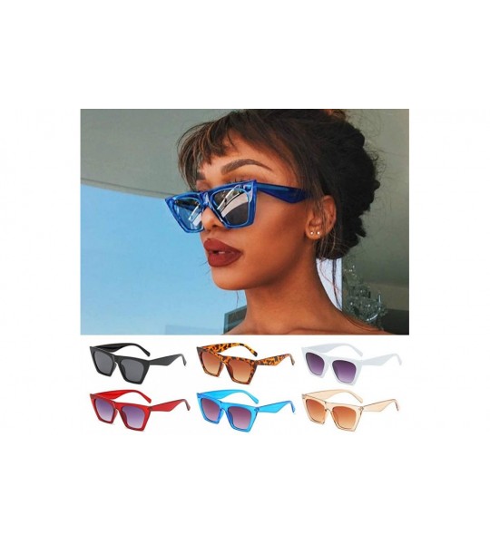 Oversized Women Vintage Square Sunglasses Oversized Eyewear Retro Summer Sun Shades UV400 Protection - Blue - CB199DTWRT7 $21.23