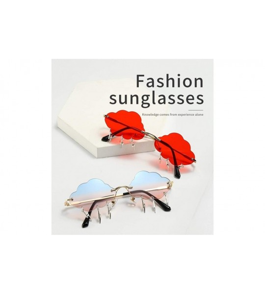 Rimless Cloud Lightning Sunglasses Women Rimless Storm Shaped Shades UV Protection - C5 - CO190O57T55 $21.55