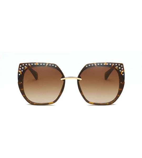 Rimless Fashion Cat Sunglasses Luxury Diamond Rimless Lady sun glasses uv400 - Leopard - CX18RTIGNMO $21.88