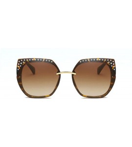 Rimless Fashion Cat Sunglasses Luxury Diamond Rimless Lady sun glasses uv400 - Leopard - CX18RTIGNMO $21.88