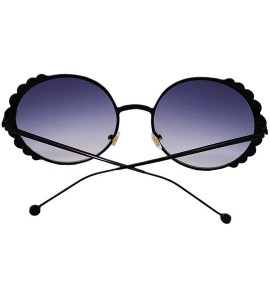 Oversized Fashion Round Pearl Decor Sunglasses UV Protection Metal Frame - Black Frame Gray Lens - CO18SGHW53M $26.29