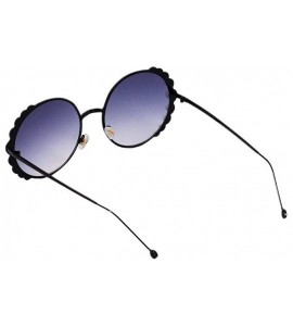 Oversized Fashion Round Pearl Decor Sunglasses UV Protection Metal Frame - Black Frame Gray Lens - CO18SGHW53M $26.29