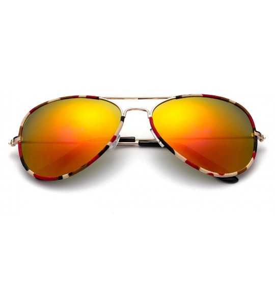 Aviator "Toi" Classic Pilot Style Fashion Sunglasses with Flash Lens - Orange - CY12MCS6WAF $17.80