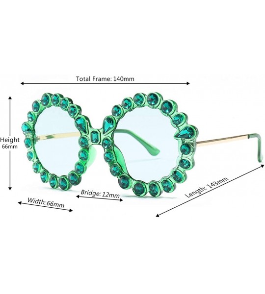 Rimless Fashion Round Sunglasses Crystal plastic Frame glasses for women UV400 - Green - CV18NO9074Y $21.48