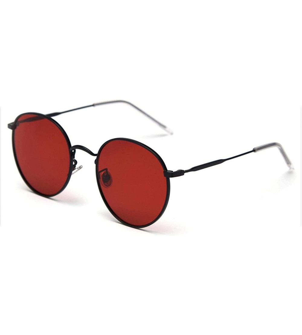 Round Polarized Sunglasses Women 2019 Man Metal Frame Round Sun Glasses Male Driving Red Black Accessories Summer - CU199C99A...