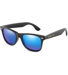 Square Polarized Sunglasses Classic Square Unisex Transparent Frame Glasses - Black Blue - C118Z2XYZD9 $18.89