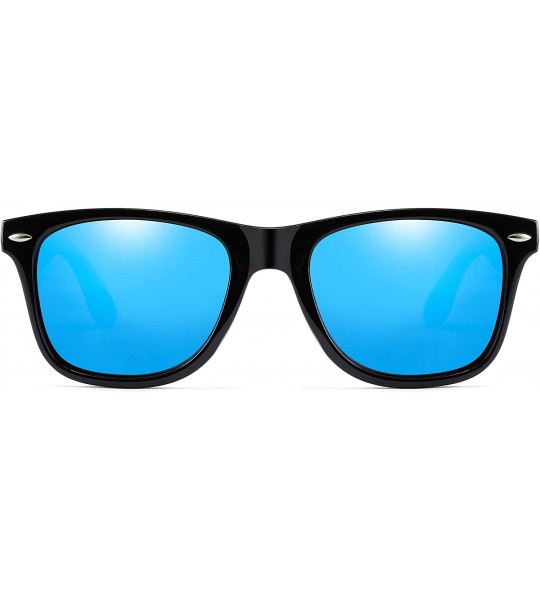 Square Polarized Sunglasses Classic Square Unisex Transparent Frame Glasses - Black Blue - C118Z2XYZD9 $18.89