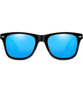 Square Polarized Sunglasses Classic Square Unisex Transparent Frame Glasses - Black Blue - C118Z2XYZD9 $18.89