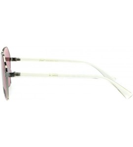 Rectangular Womens Crop Bottom Metal Rim Boyfriend Style Pilots Sunglasses - Silver Clear Pink - CT18EQ0L27Y $24.21