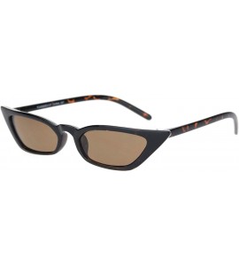 Cat Eye Womens Narrow Owl Shape Plastic Cat Eye Sunglasses - Black Tortoise Brown - CC18OCAS0CU $19.68