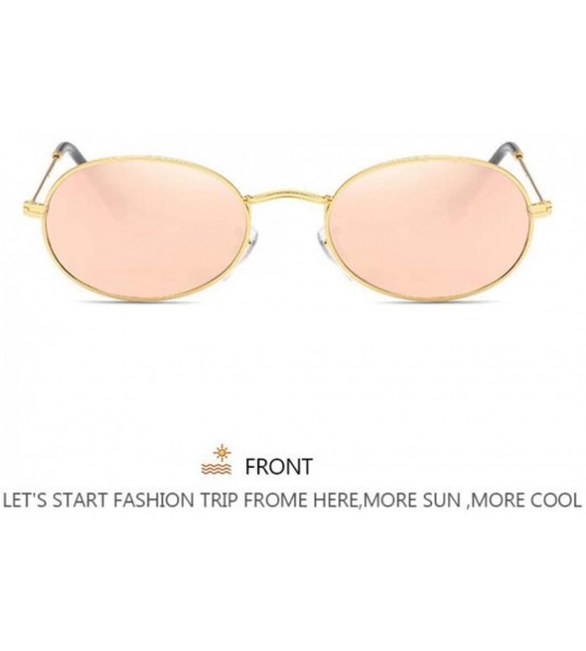 Oval Women Oval Sunglasses Luxury Metal Sun Glasses Eyeglass Frames Casual UV400 Eyewear (C) - C - CS19629YROO $15.47