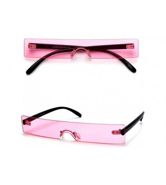 Square Rectangle Sunglasses Fashion Designer Glasses - Pink - CP18U5HHLGG $23.94