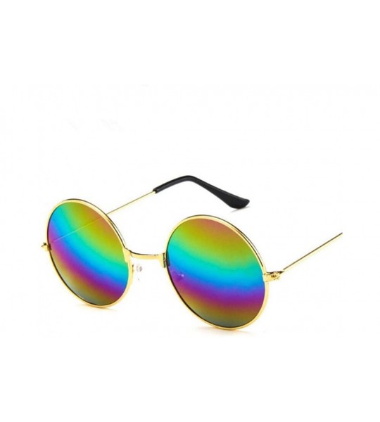 Round 2019 Women Men Sunglasses Round Metal Frame Brand Designer Mirrored Blue - Silver - CA18YQN4TSA $17.70