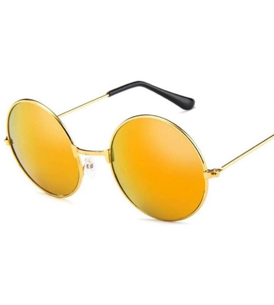 Round 2019 Women Men Sunglasses Round Metal Frame Brand Designer Mirrored Blue - Silver - CA18YQN4TSA $17.70