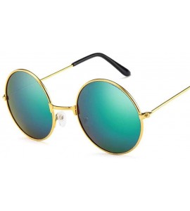 Round 2019 Women Men Sunglasses Round Metal Frame Brand Designer Mirrored Blue - Silver - CA18YQN4TSA $17.70