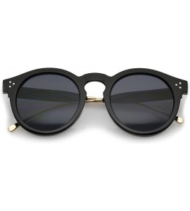 Round Metal Temple Keyhole Bridge Neutral-Colored Lens P3 Round Sunglasses 50mm - Black-gold / Smoke - CX12NYYL0RW $19.40