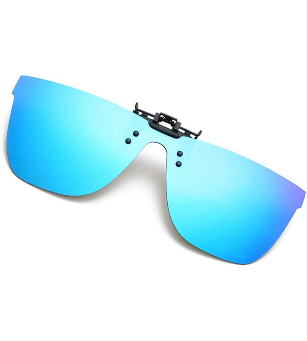 Rimless Polarized Clip-on Sunglasses Over Prescription Glasses Anti-Glare UV Protection Flip-up Sun Glasses - Blue - C01960SW...